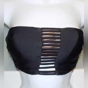 Xhilaration bandeau style bikini top cutout detail Strappy solid black strapless